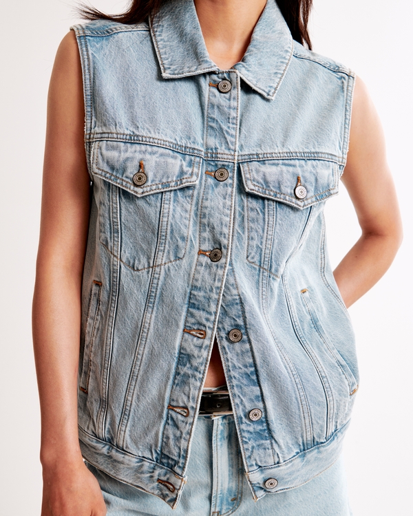 Denim Trucker Vest, Light Wash