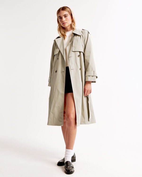 Classic Long Trench Coat, Gray view 1