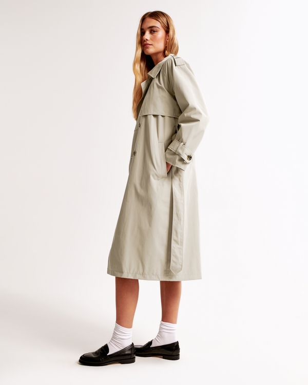Classic Long Trench Coat, Gray view 2