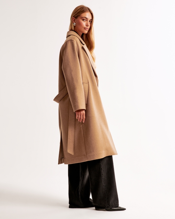 Double-Cloth Belted Wool-Blend Coat