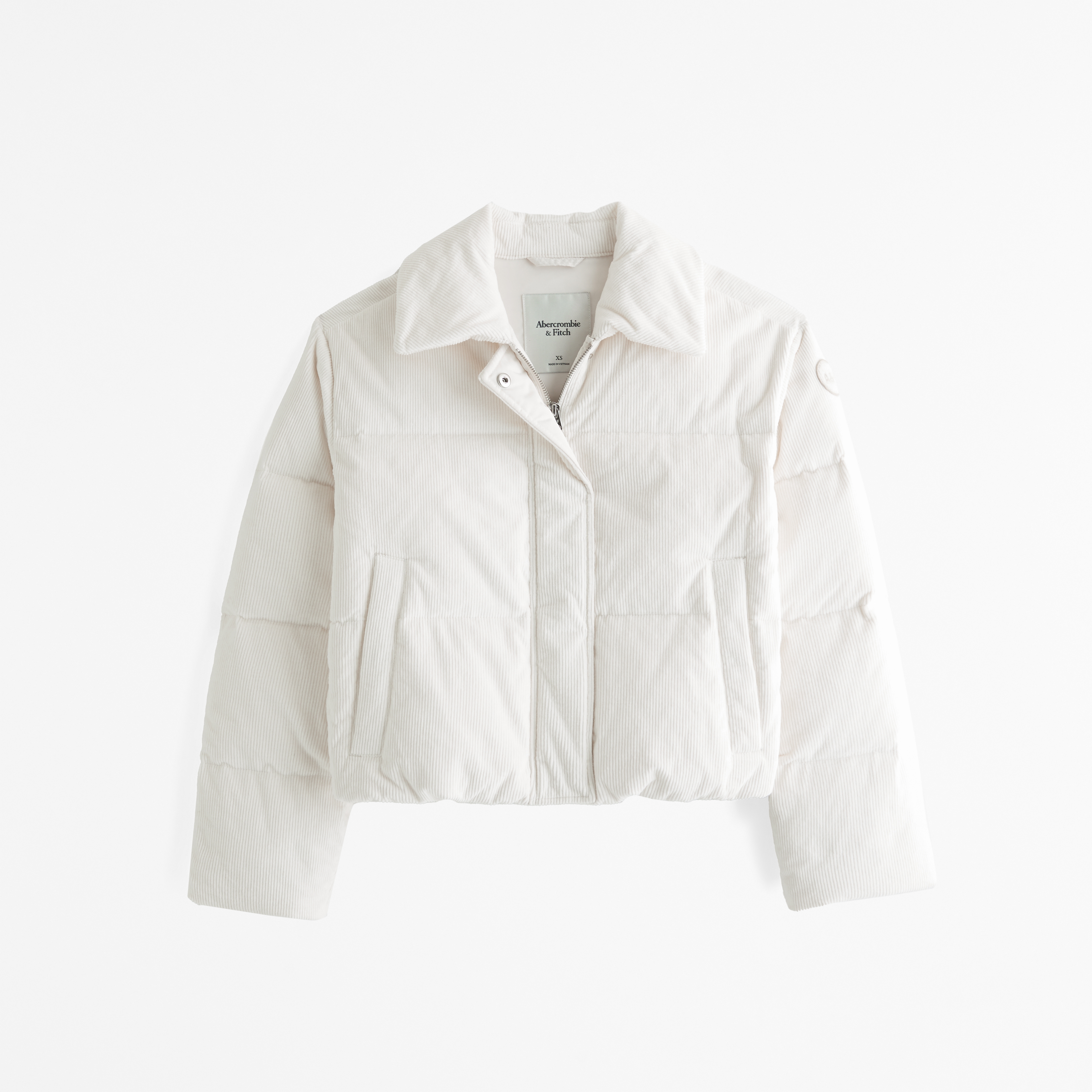 Abercrombie white puffer jacket online