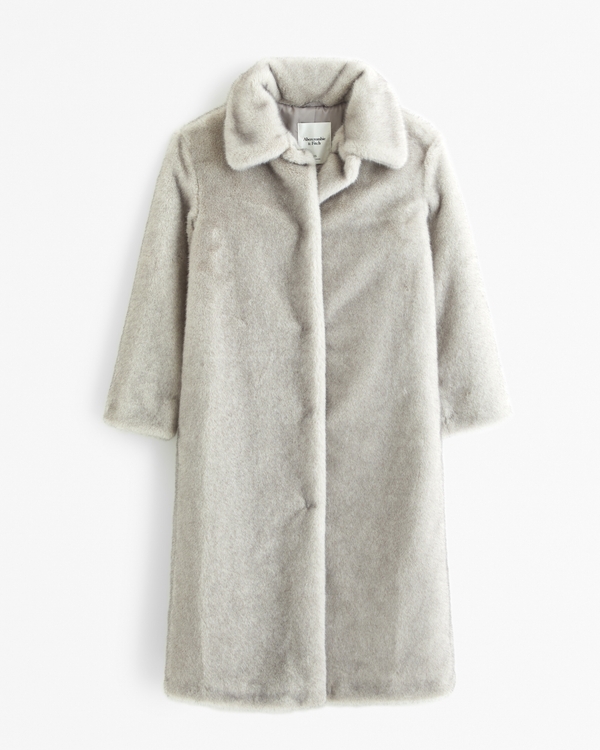 Faux Fur Coat, Gray