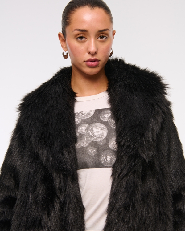 Women's Shawl Collar Faux Fur Coat | Women's Clearance
