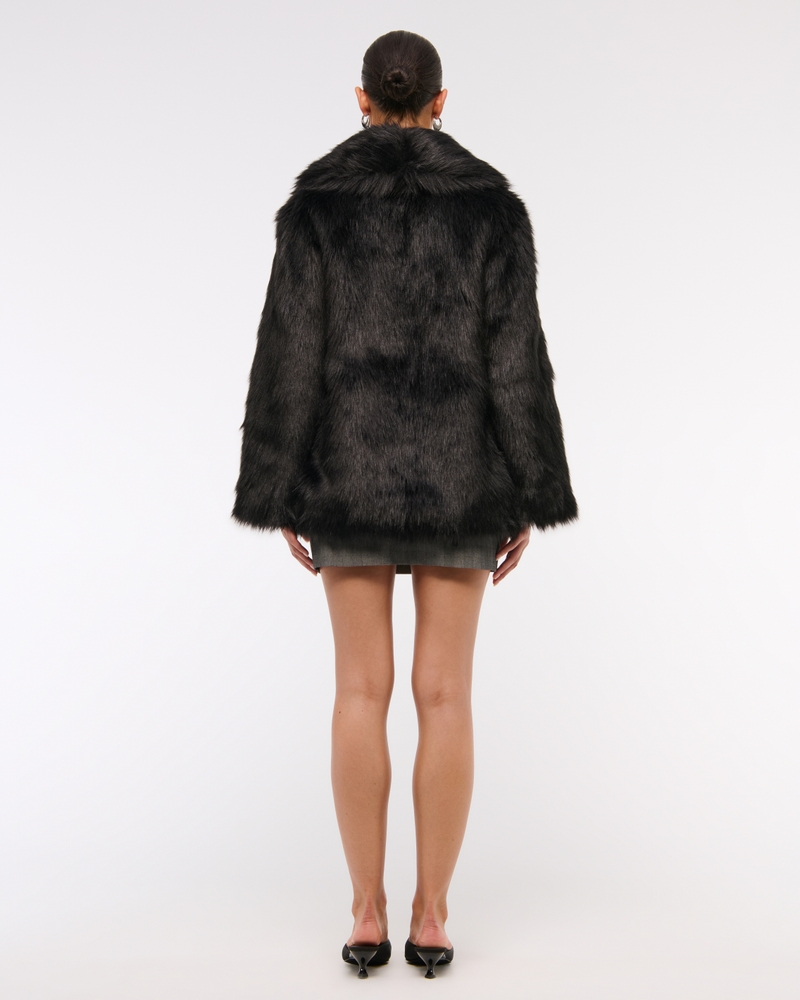 Shawl Collar Faux Fur Coat