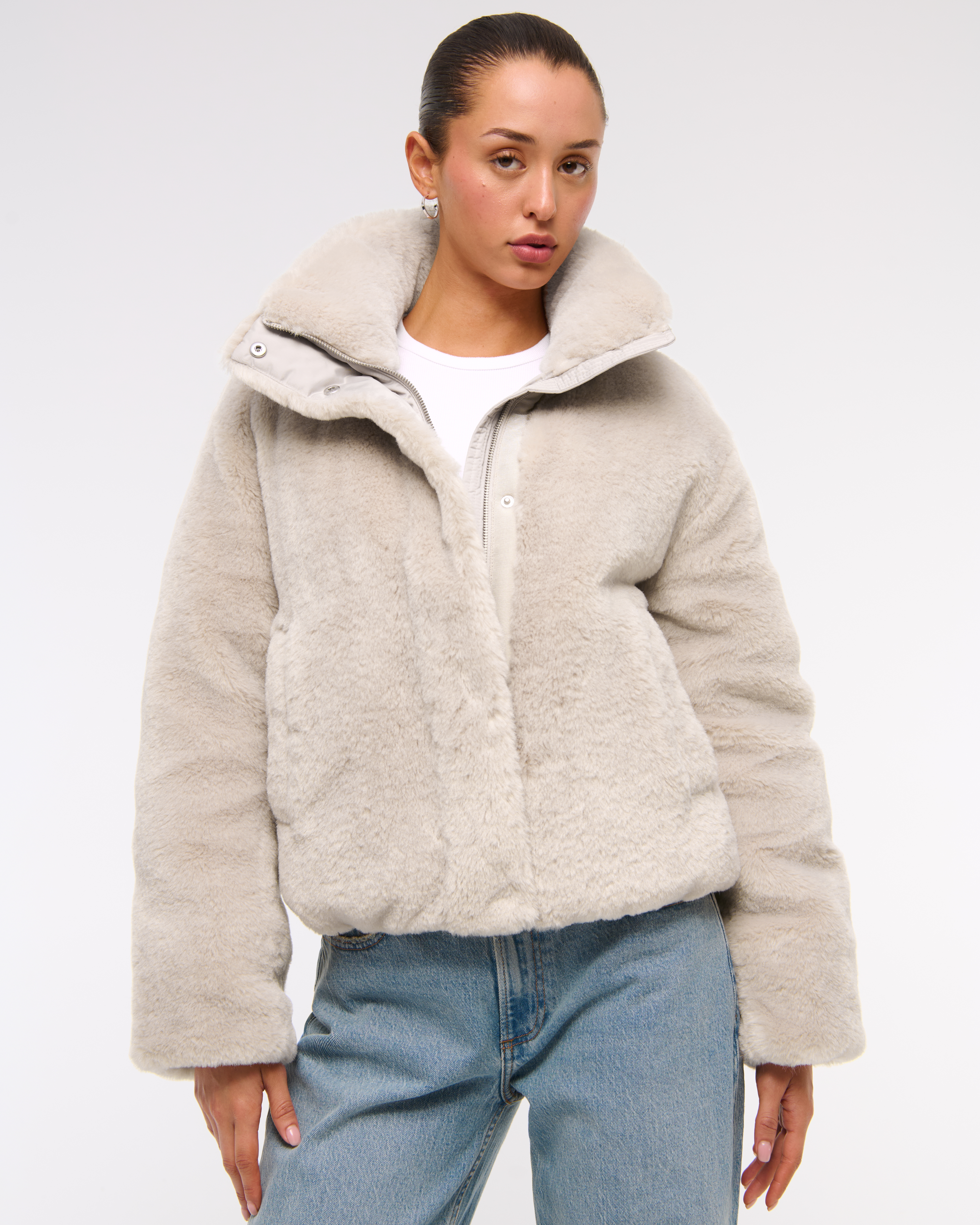 Faux fur hooded puffer abercrombie hotsell