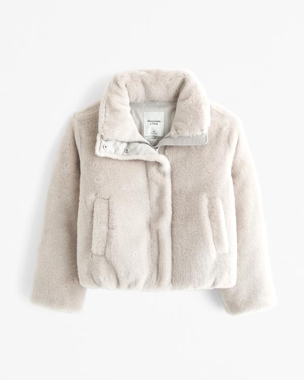 Faux Fur Puffer, Ash