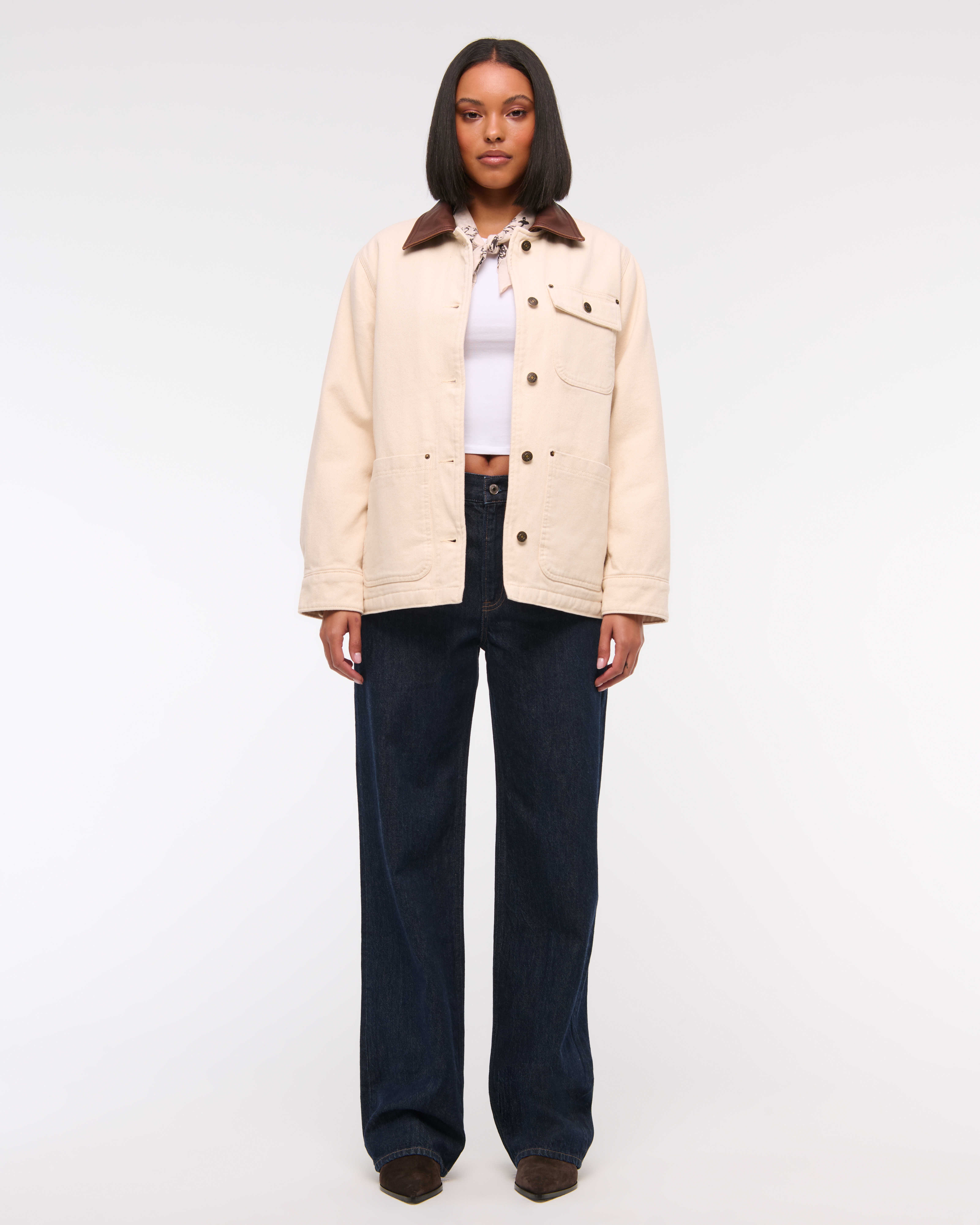 Женские куртки Abercrombie & Fitch Mid-Length Twill Workwear Jacket — фото 3