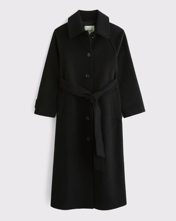 Wool-Blend Belted Coat