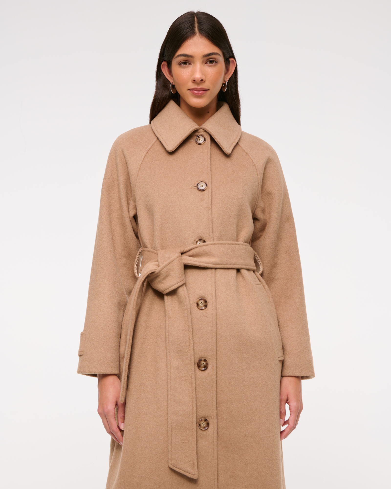 Wool-Blend Belted Coat