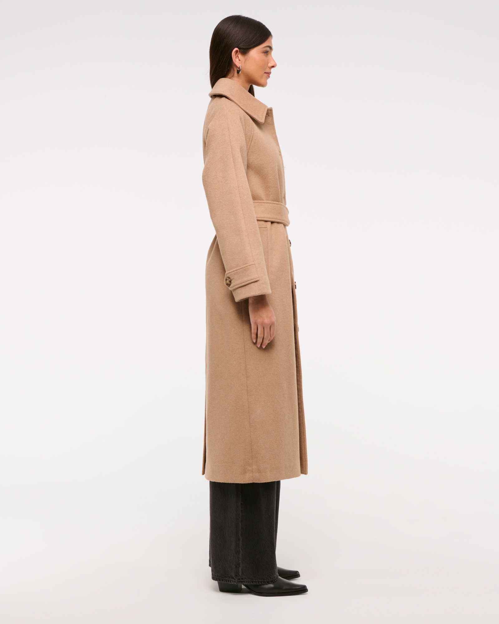Wool-Blend Belted Coat