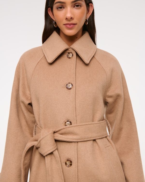 Wool-Blend Belted Coat