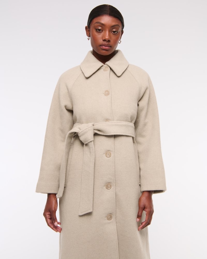 Wool-Blend Belted Coat