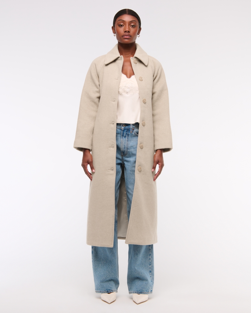 Wool-Blend Belted Coat