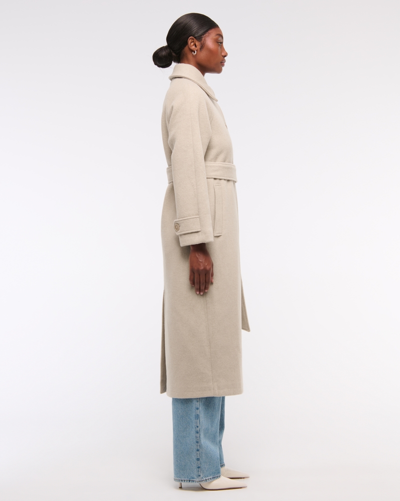 Wool-Blend Belted Coat
