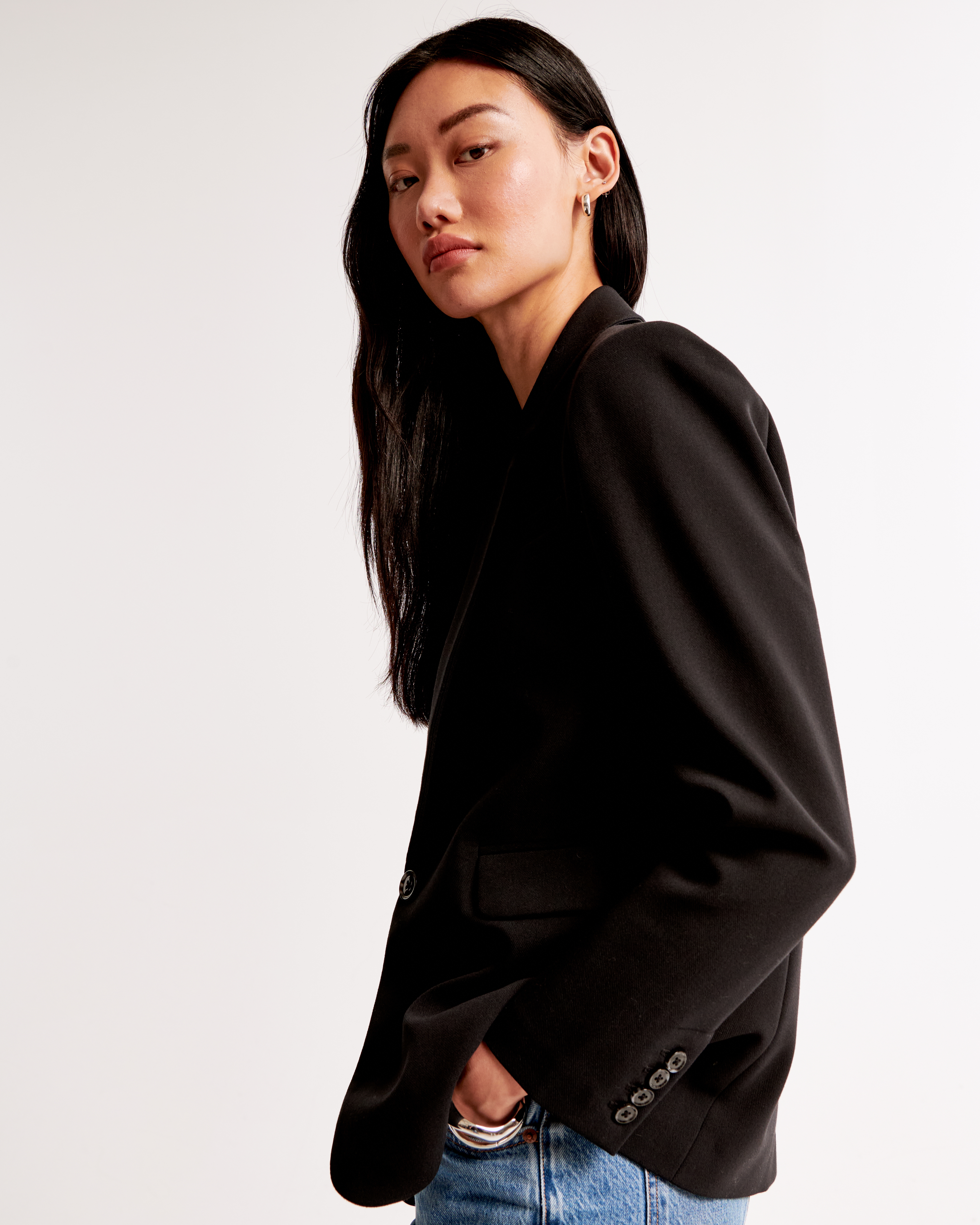 Abercrombie & Fitch Classic Suiting Blazer In Black