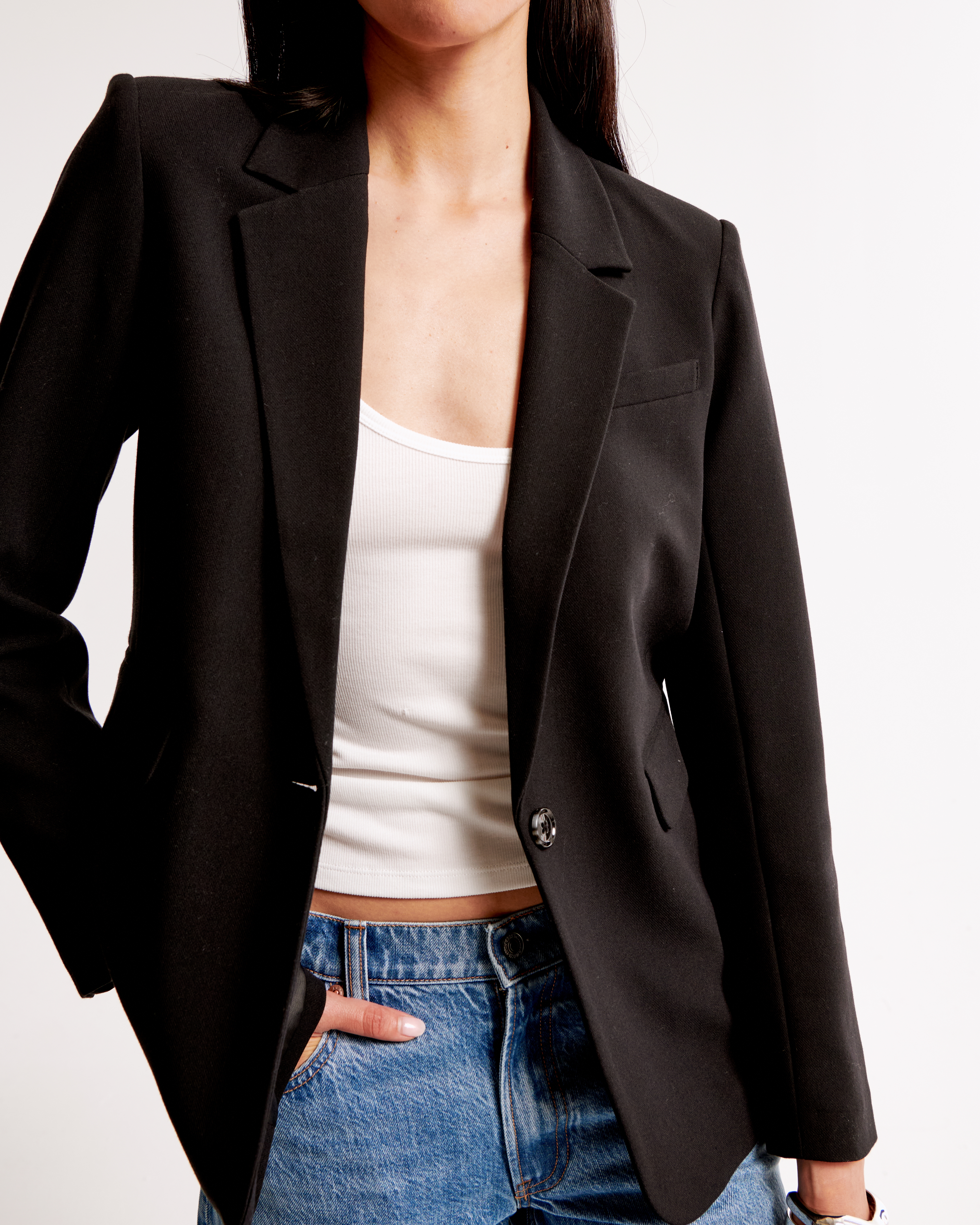 Abercrombie & Fitch Classic Suiting Blazer In Black