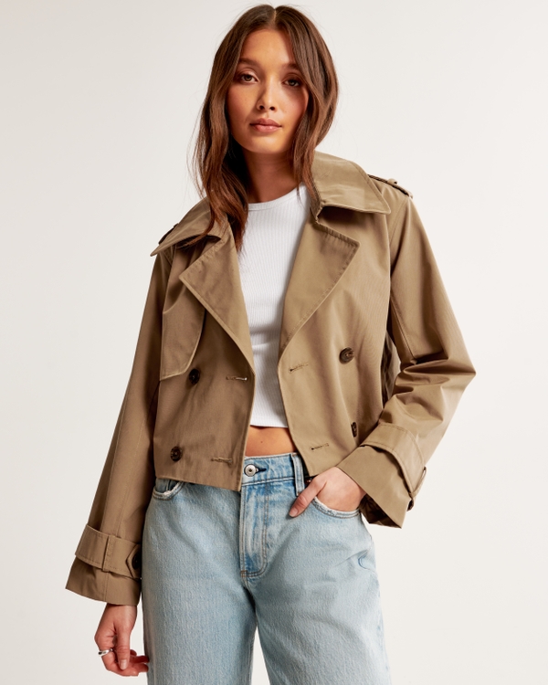 Cropped Trench Coat, Caramel