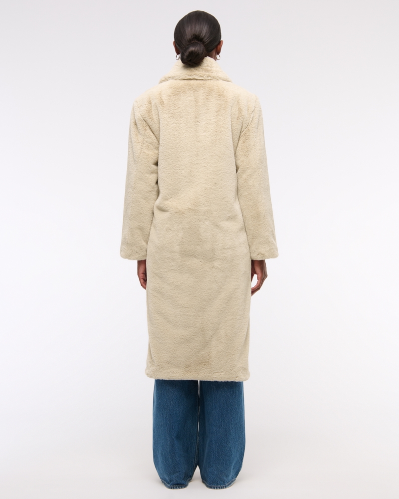 Double-Breasted Faux Fur Coat