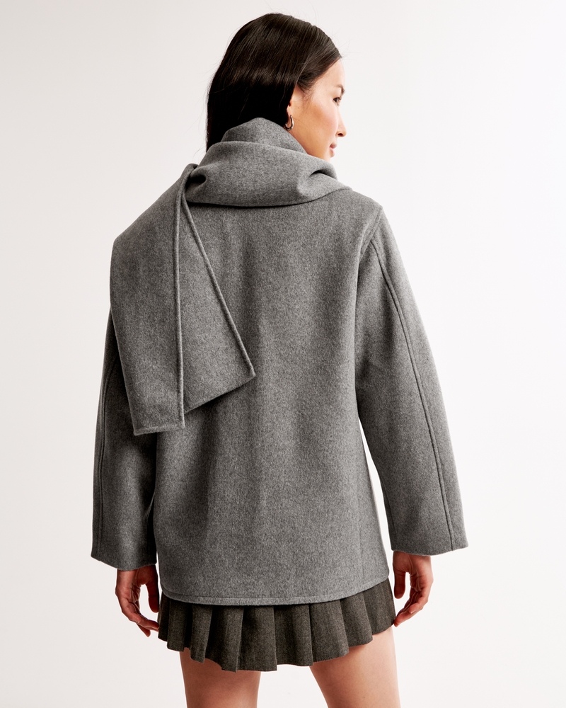 Removable Scarf Wool-Blend Coat