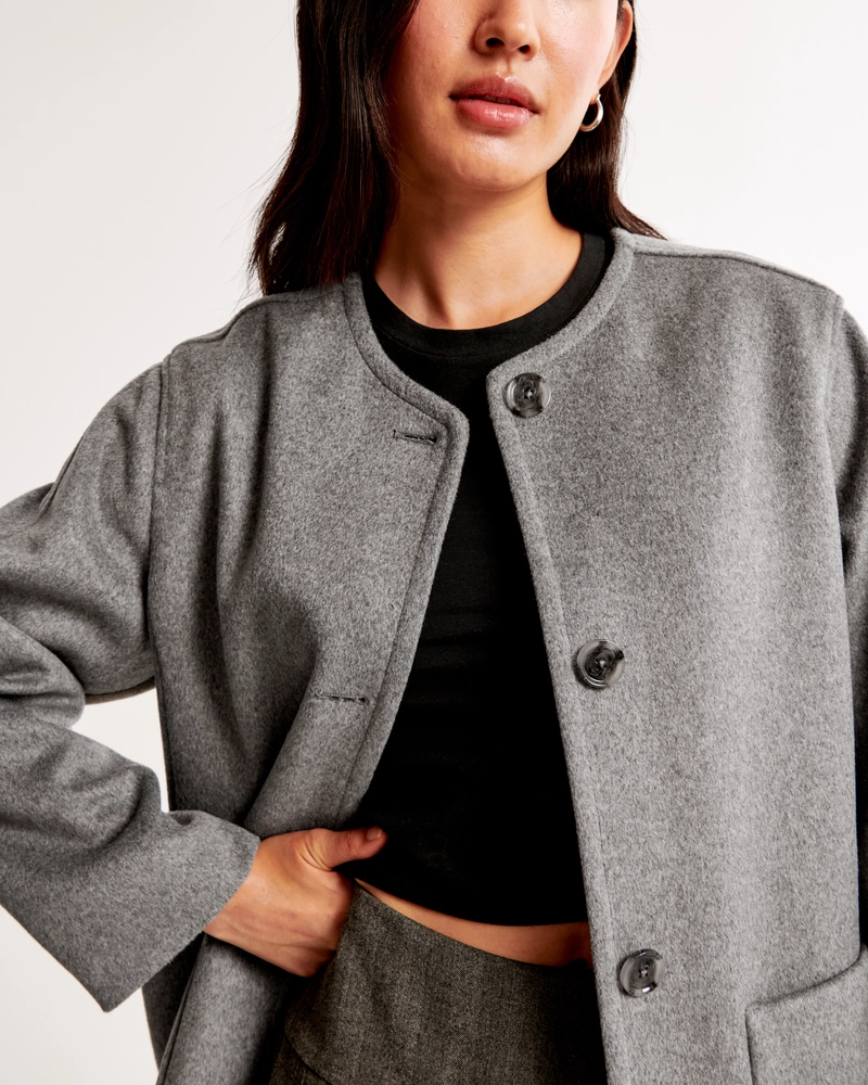 Removable Scarf Wool-Blend Coat