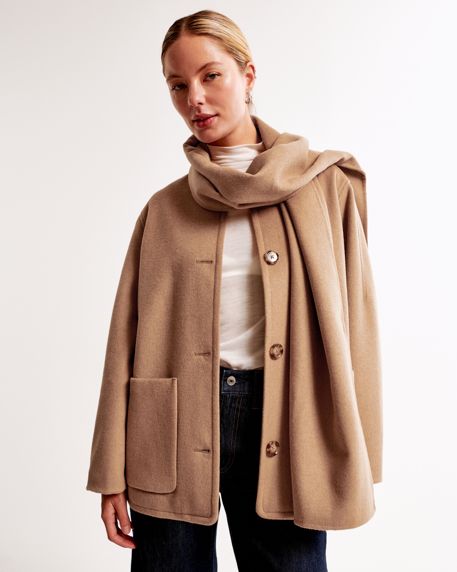 Abercrombie & Fitch Removable Scarf Wool-Blend Coat | MainPlace Mall