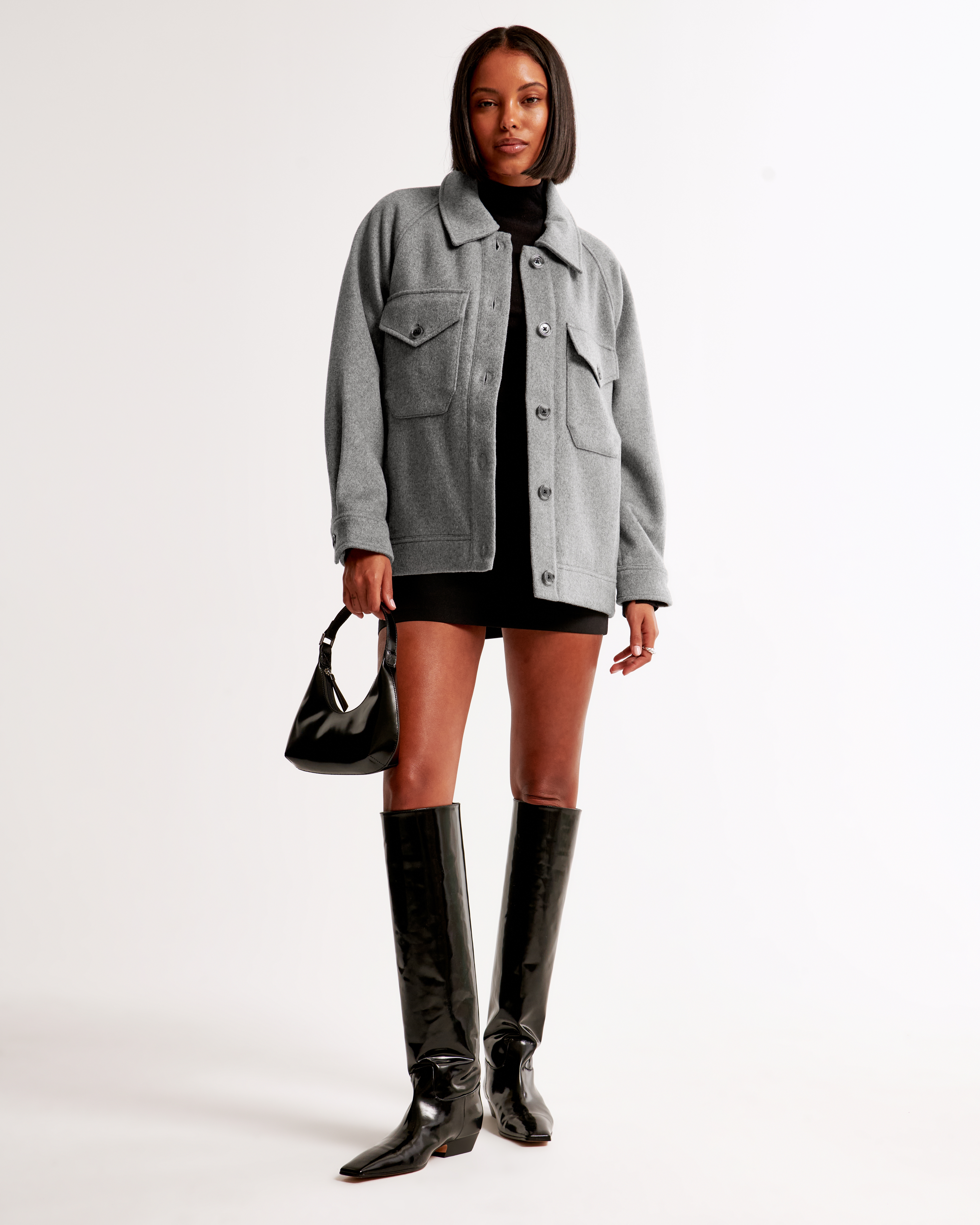 Women's Wool-Blend Utility Shirt Jacket | Women's Clearance