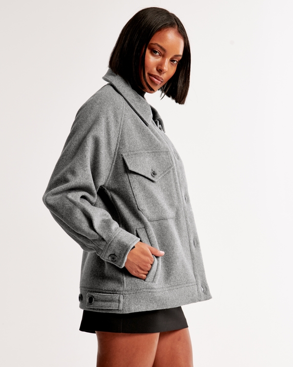 Wool-Blend Utility Shirt Jacket