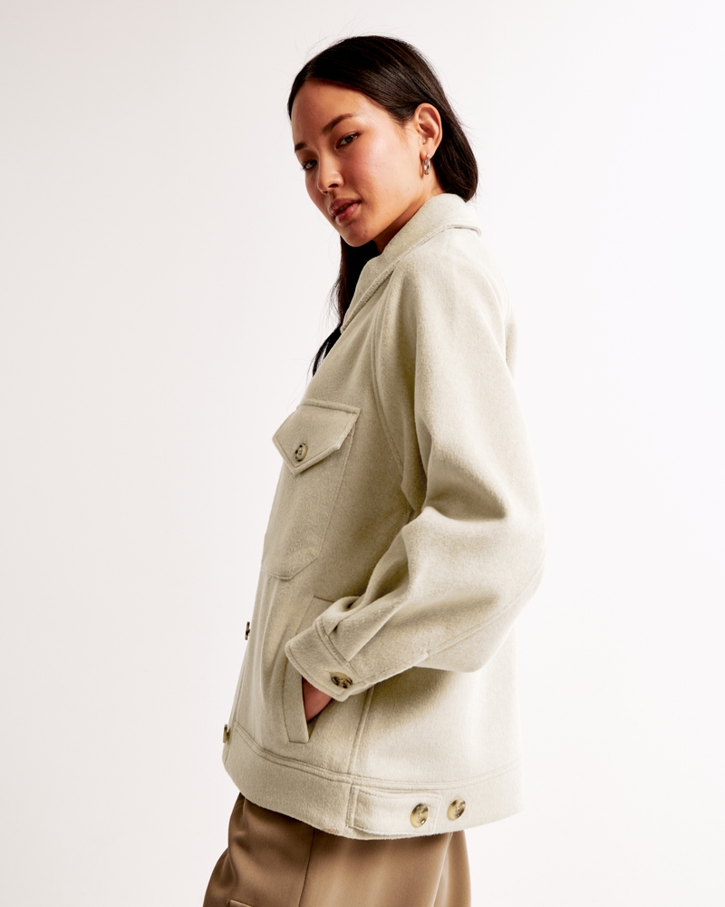 Wool-Blend Utility Shirt Jacket