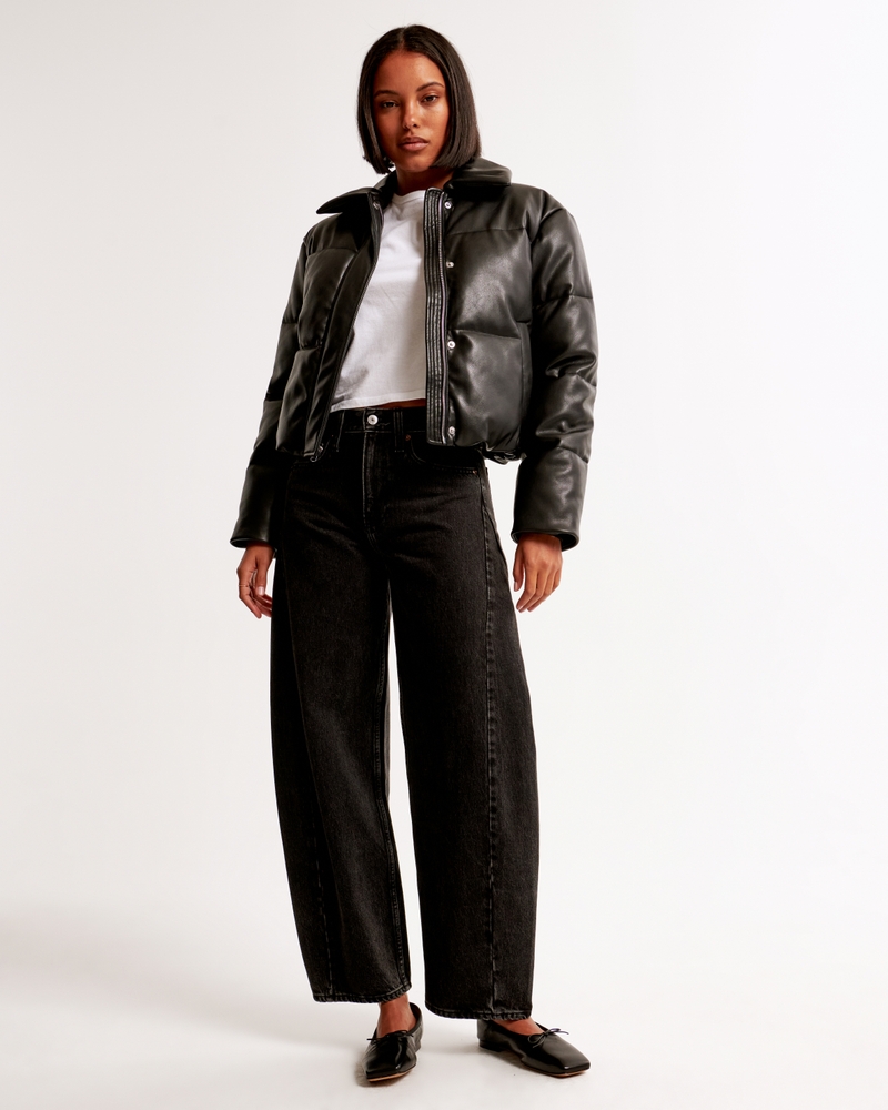 Vegan Leather Short Puffer
