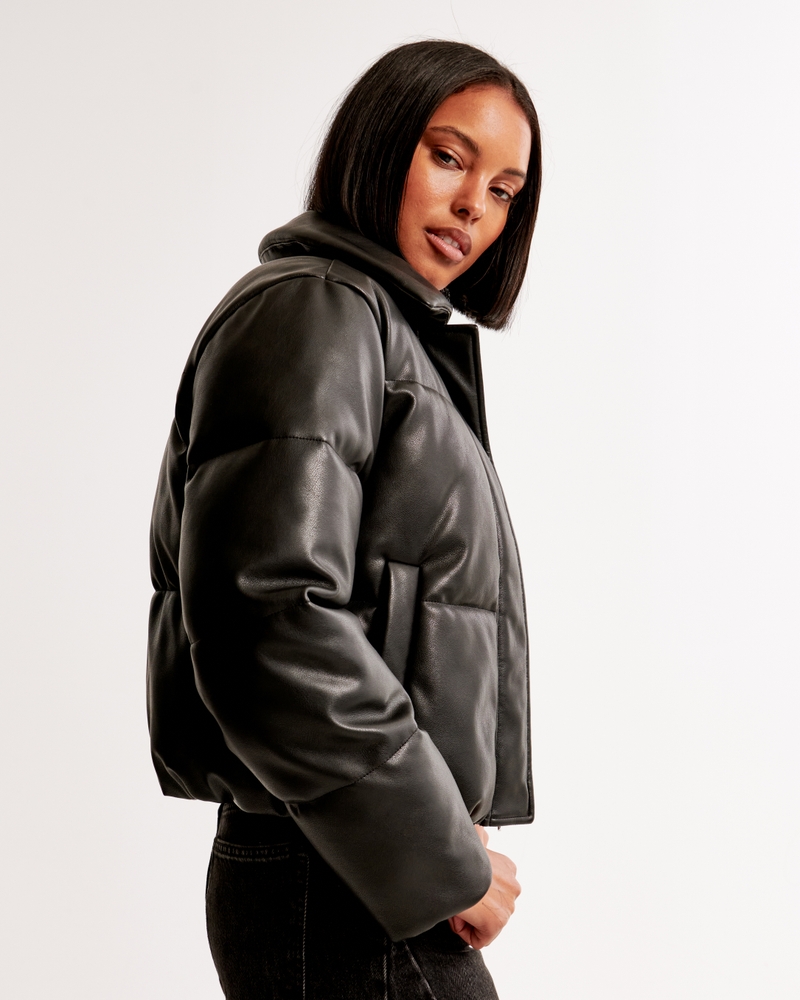 Vegan Leather Short Puffer