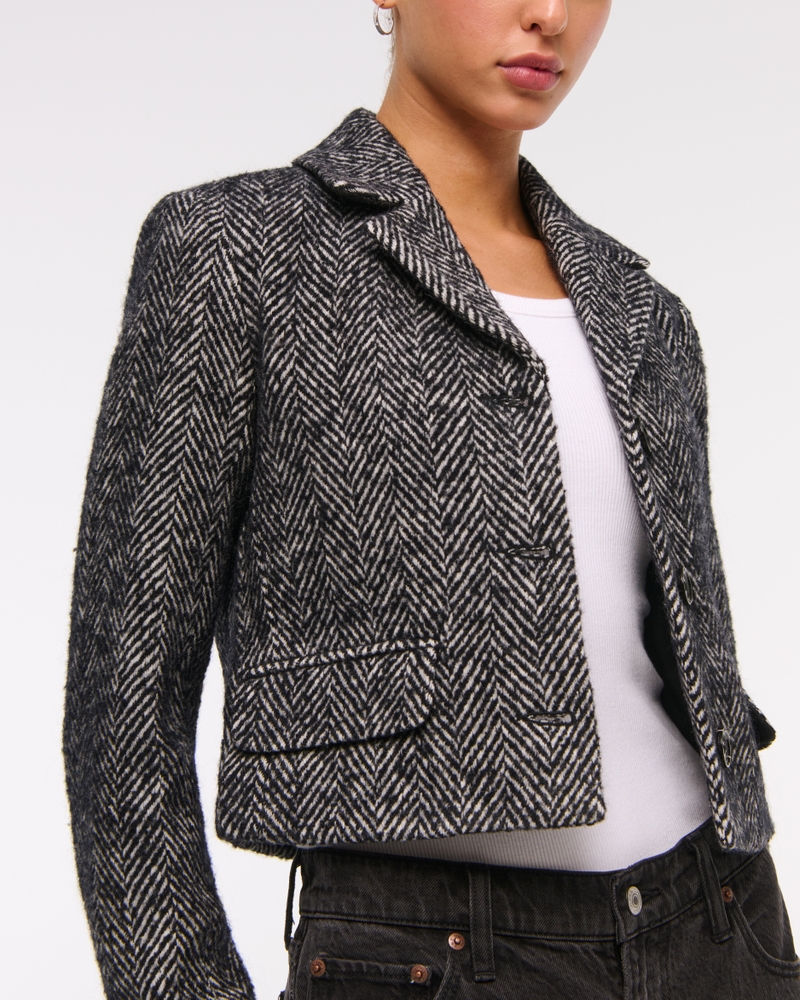 Women's Cropped Wool-Blend Blazer Coat | Women's Clearance