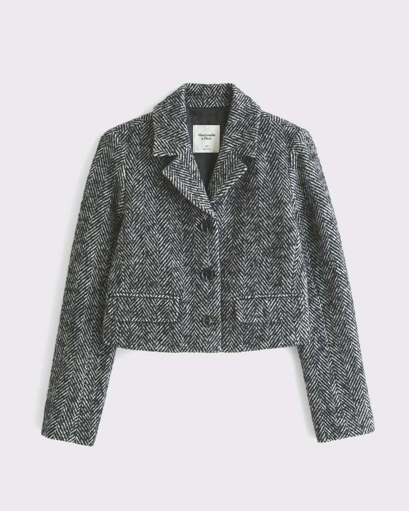 Women s Cropped Wool Blend Blazer Coat Women s Coats Jackets Abercrombie