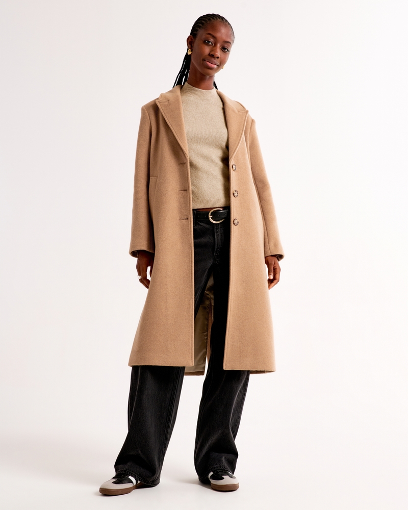 Women's Wool-Blend Tailored Topcoat Women's Clearance