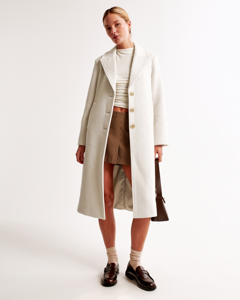 Damen Figurbetonter Mantel aus Wollmischung Damen Ausverkauf