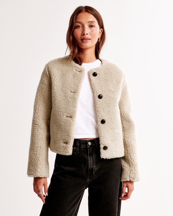 Winterized Collarless Sherpa Jacket