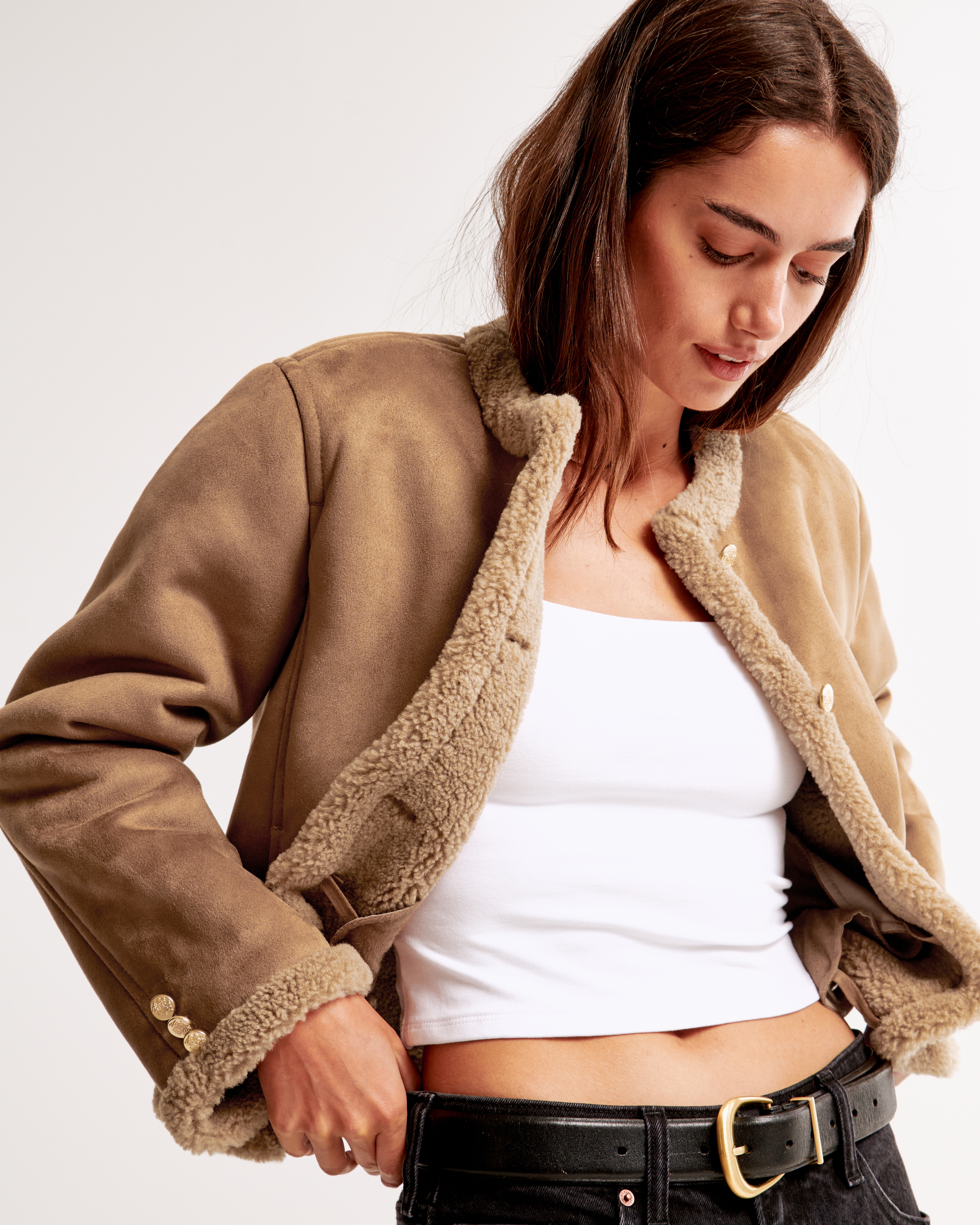 ジャケット・アウター Mistreass Eco-Fur Collarless Coat Women's Winterized Collarless Shearling Jacket | Women's