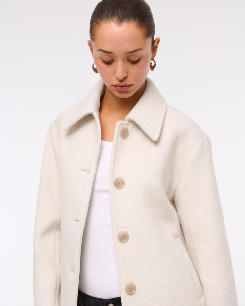 Wool-Blend Short Coat