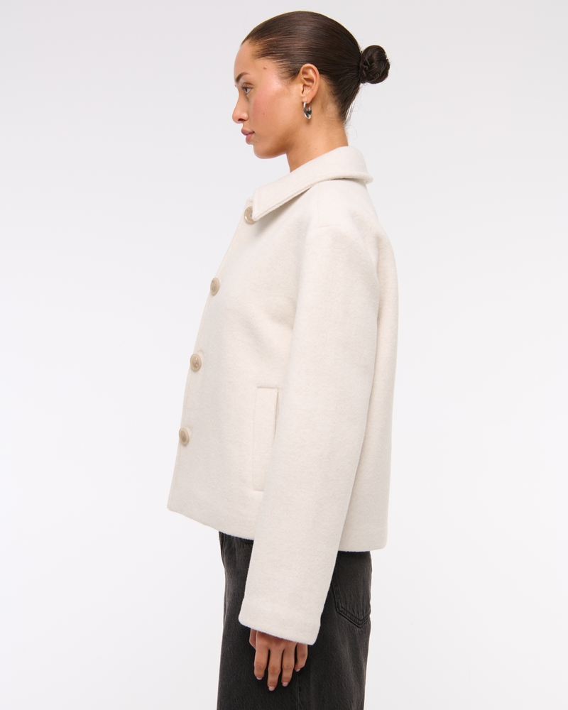 Wool-Blend Short Coat