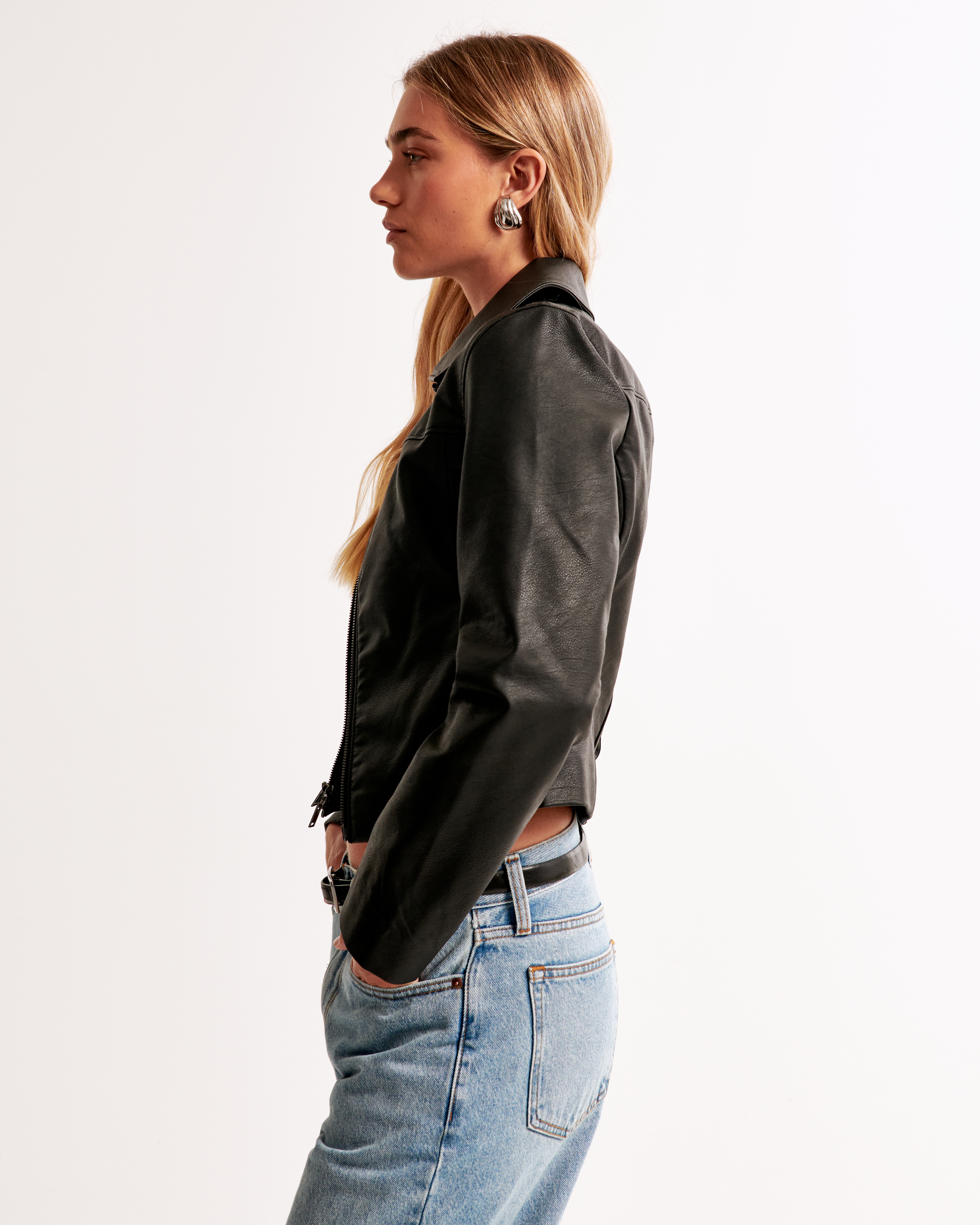 Women's Vegan Leather Zip Jacket | Women's Clearance