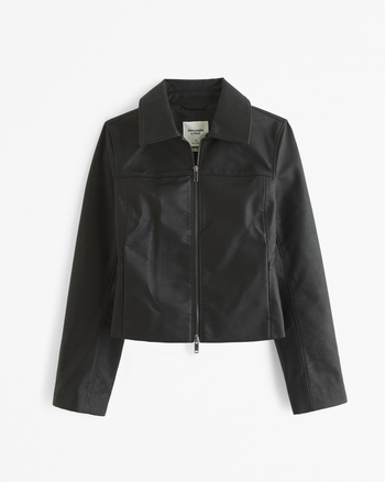 Women's Vegan Leather Zip Jacket | Women's Coats & Jackets | Abercrombie.com