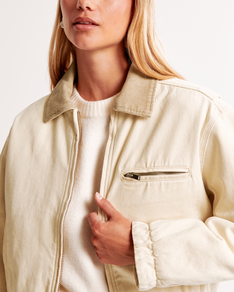 Cropped Twill Workwear Jacket