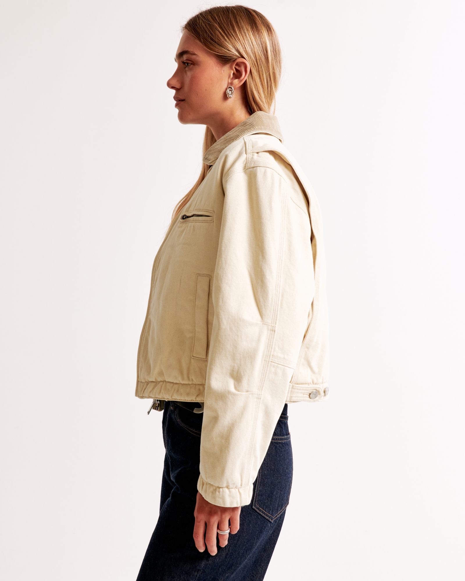 Cropped Twill Workwear Jacket