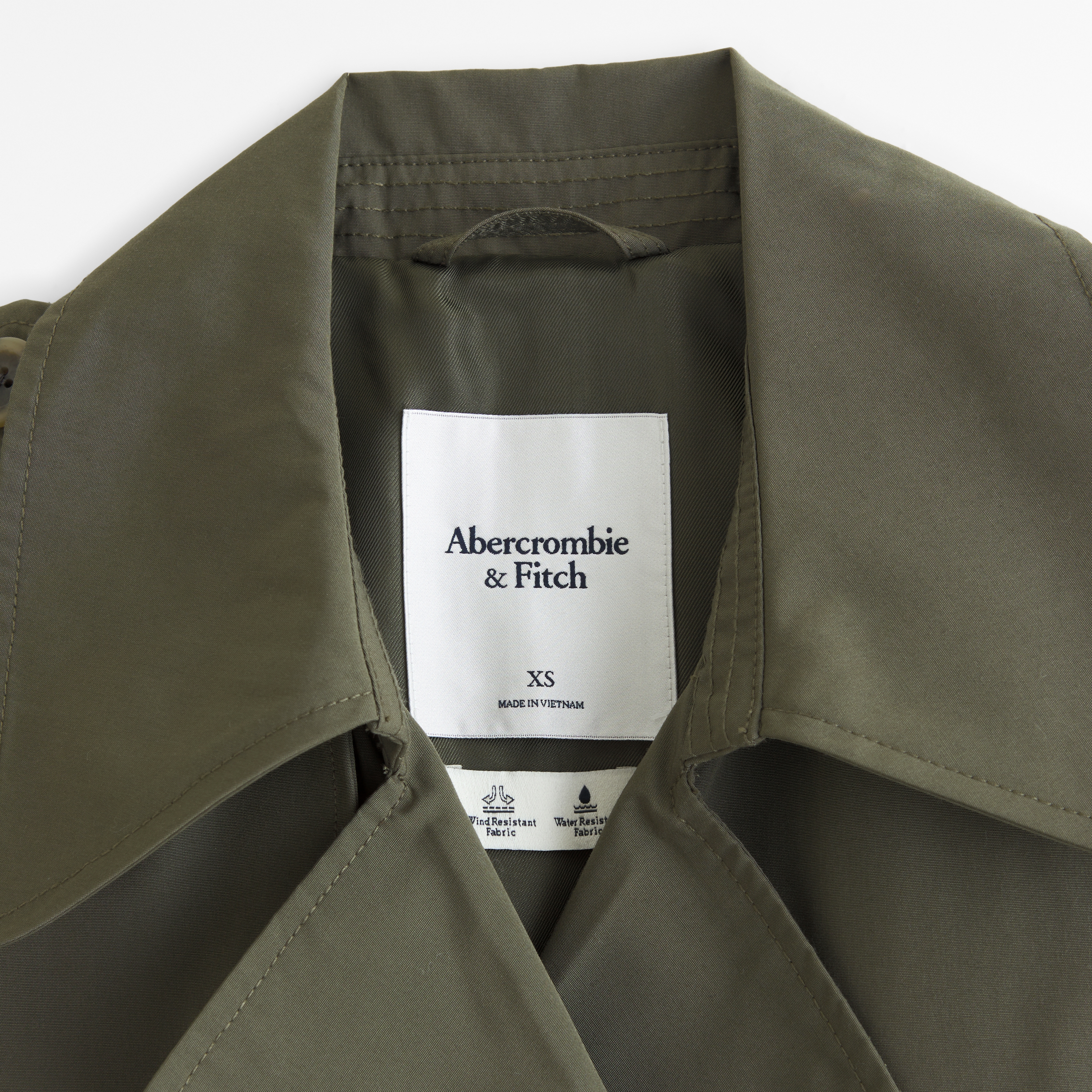 Abercrombie & Fitch Cropped Trench Coat In Green