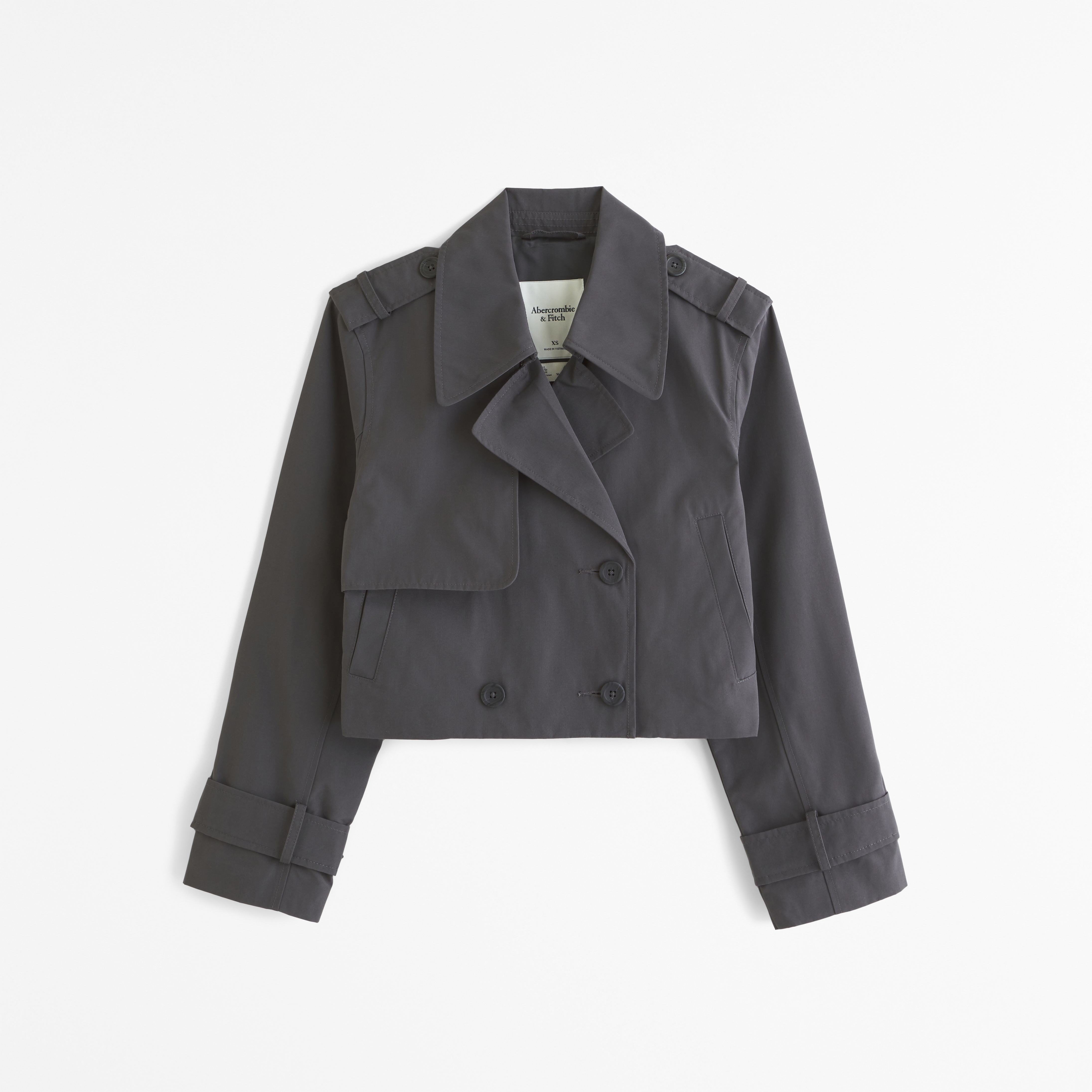 Abercrombie & Fitch Cropped Trench Coat In Gray