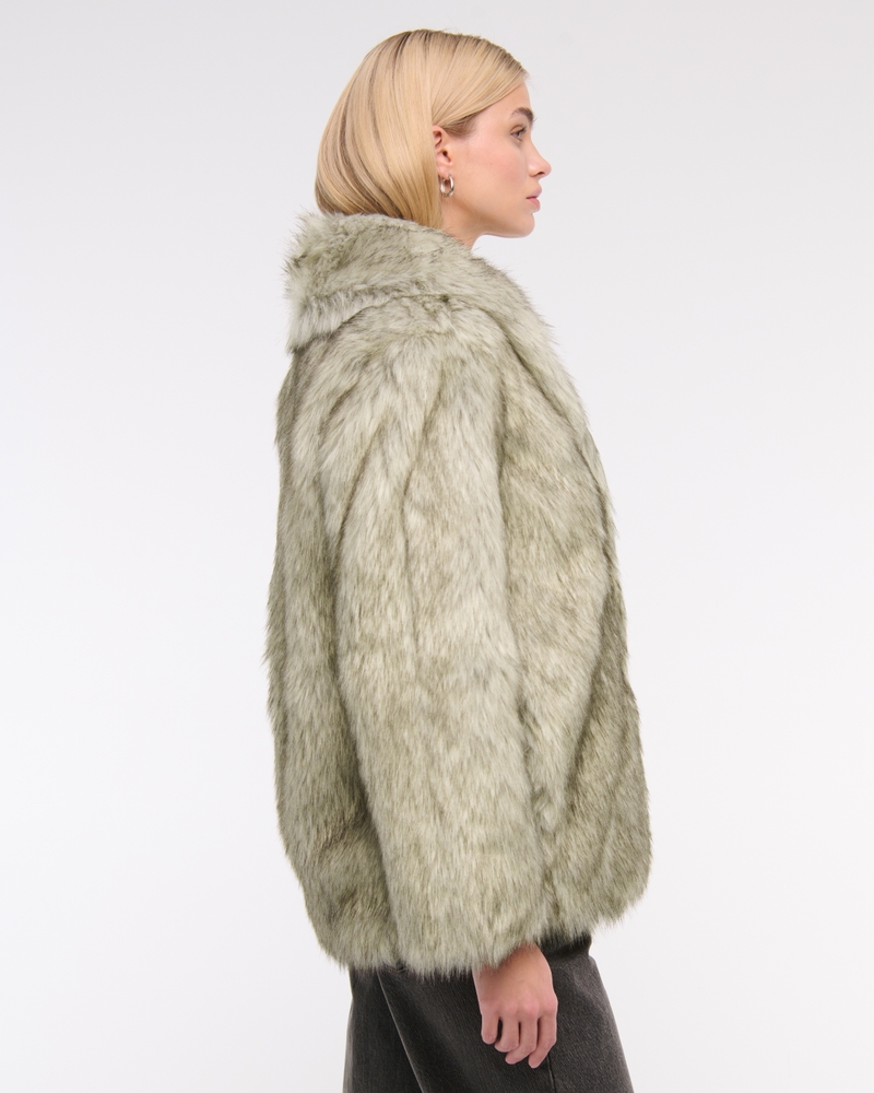 Shawl Collar Faux Fur Coat