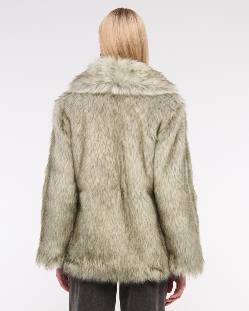 Shawl Collar Faux Fur Coat