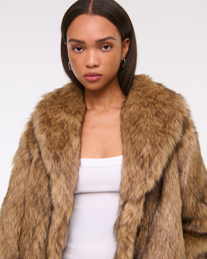 Shawl Collar Faux Fur Coat