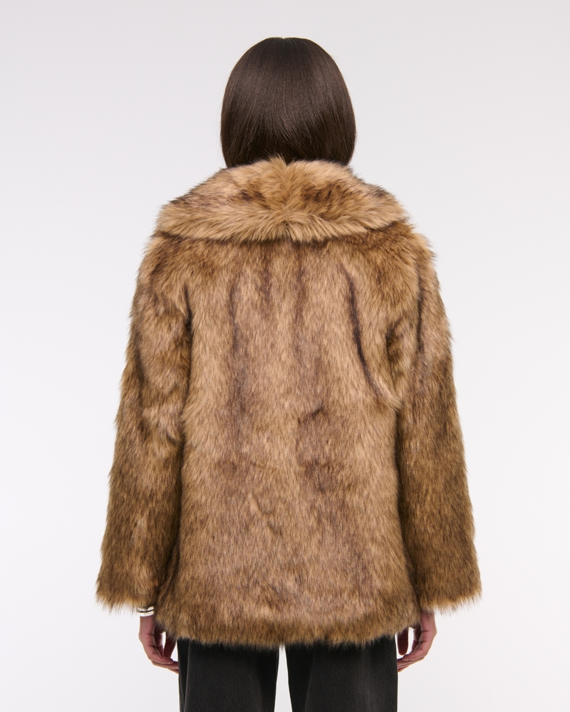 Shawl Collar Faux Fur Coat