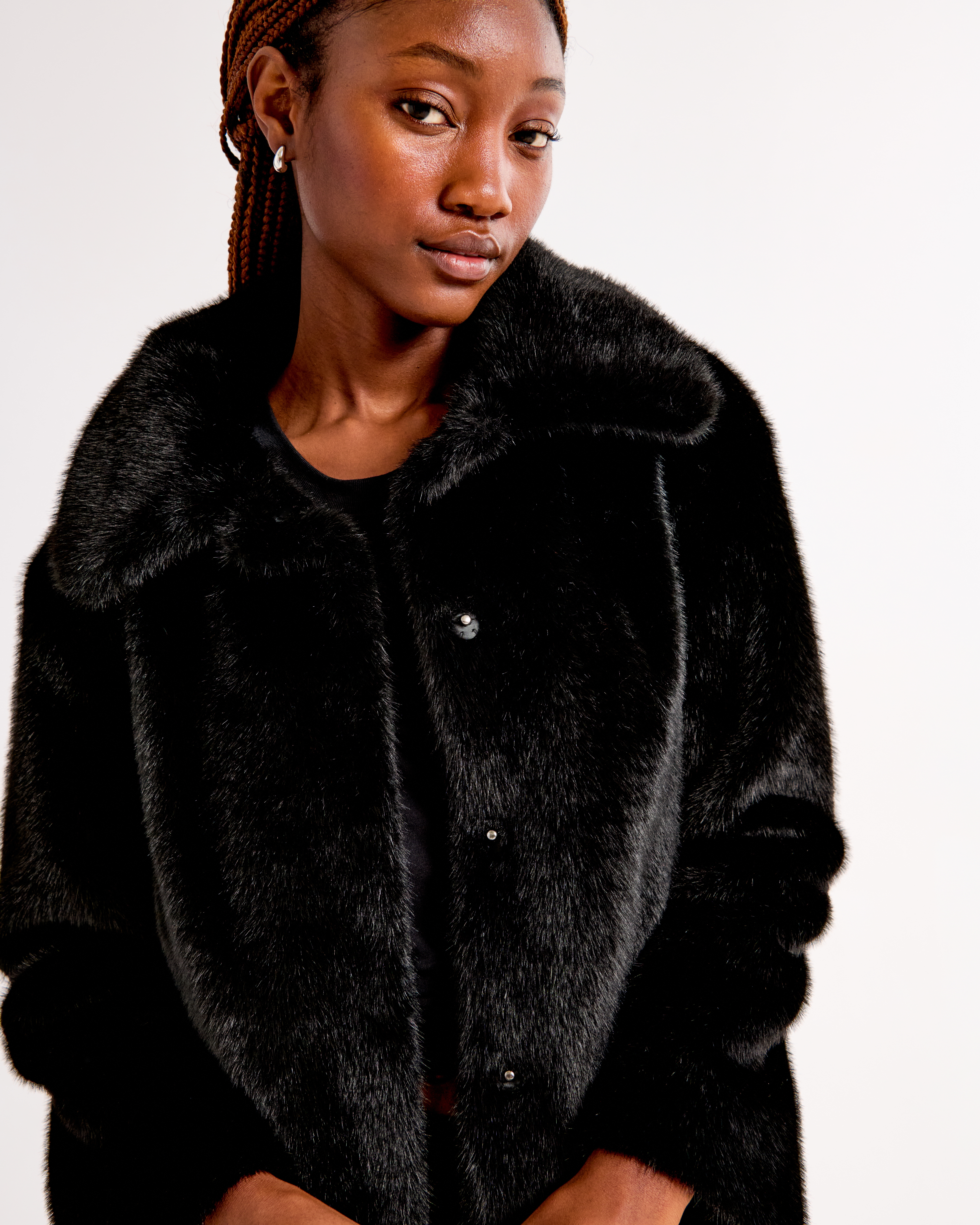 Black faux fur coat womens online