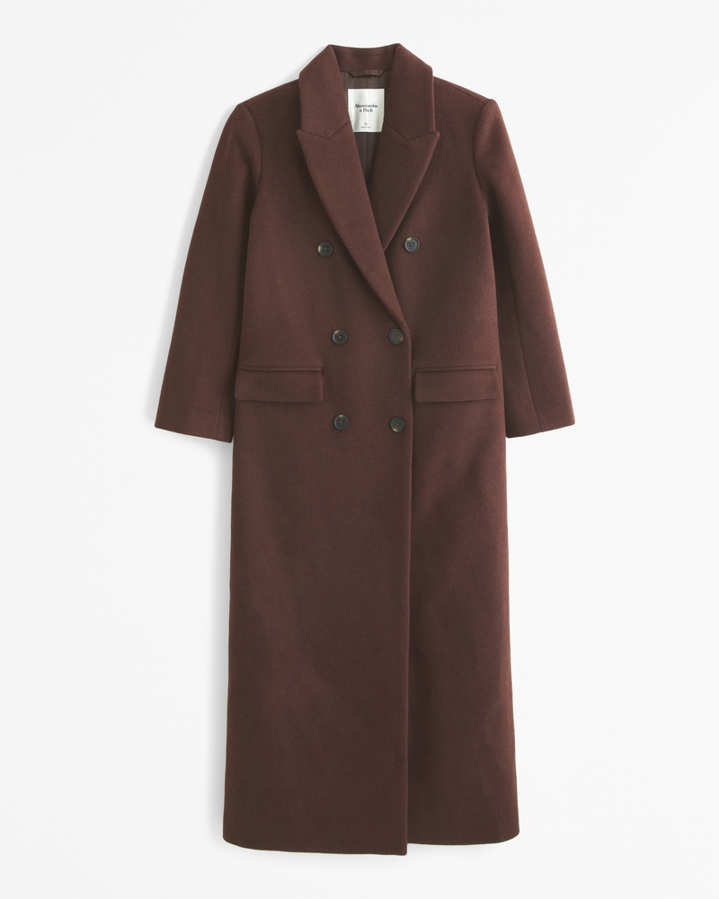 Wool Blend Double Breasted Coat
